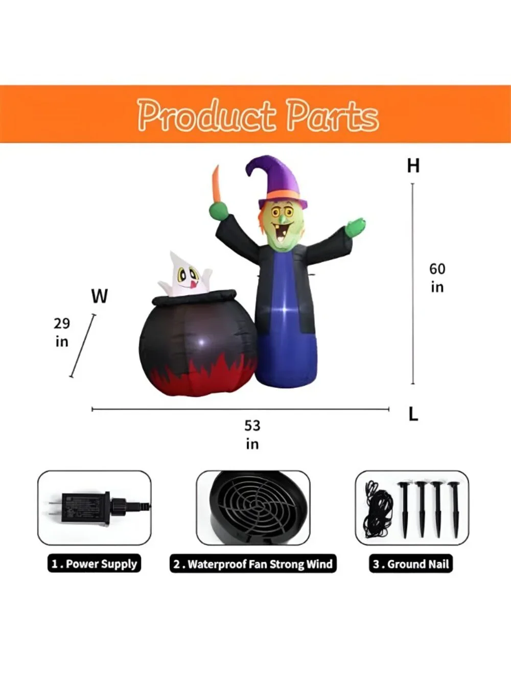 5 FT Pop Up and Down Halloween Inflatable Witch and Cauldron Outdoor Decor
